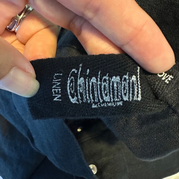 Chintamani Alchemists Black Linen Barrel Drop Crotch Cropped Pants Womens M - Picture 3 of 13